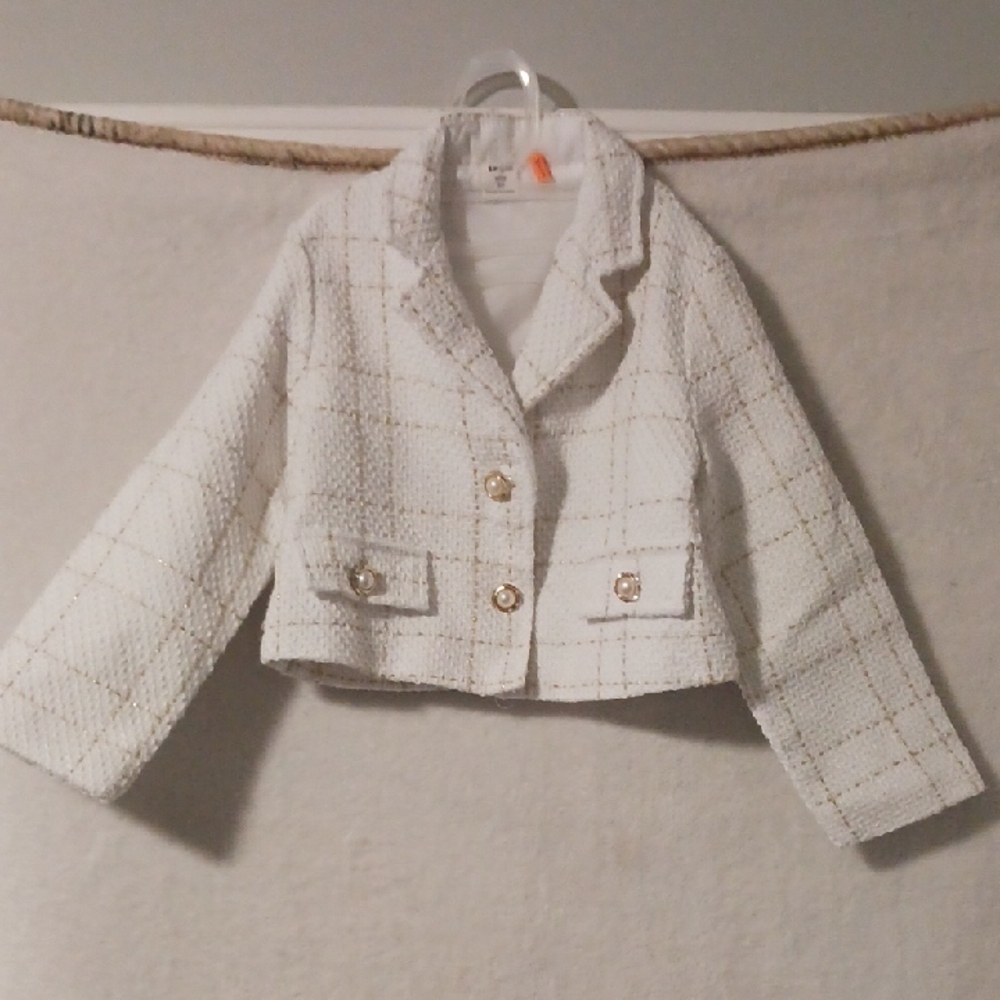 SHEIN White Tweed Kids Blazer, Size 5Y